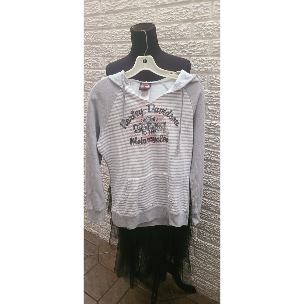 Harley Davidson Womens Hooded Sweatshirt Hoodie Full Zip Medium M Grey